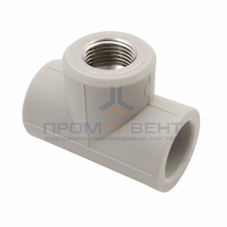 Тройник с переходом на внутреннюю резьбу FV-Plast - 20 x 1/2" (для полипроп.труб, цвет серый)