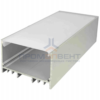 08-24 Профиль алюминиевый для светодиодной ленты, анод., П-образный , универсальный, серебро, 50х32мм, 2м, шир. ленты до 40мм, индивидуальная упаковка (рассеиватель матовый, заглушки - 2шт.).