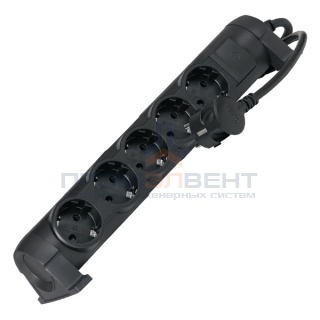 Удлинитель Legrand "Комфорт" черный 16А 5 розеток 1,5м с выключателем